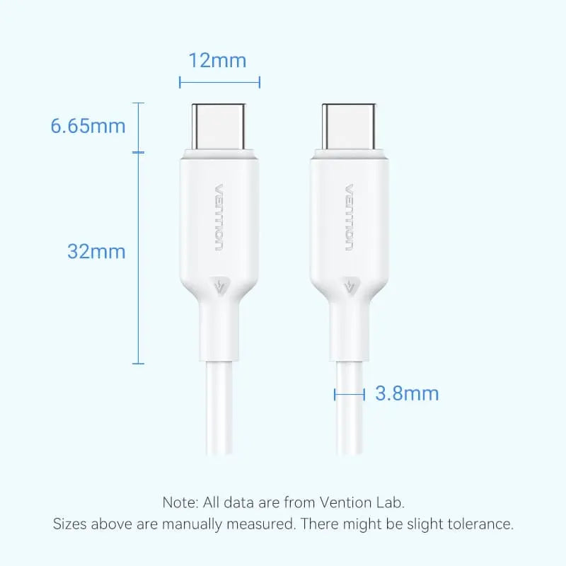 Vention USB 2.0 Type-C Male to Type-C Male 3A Cable PVC Type - Vention