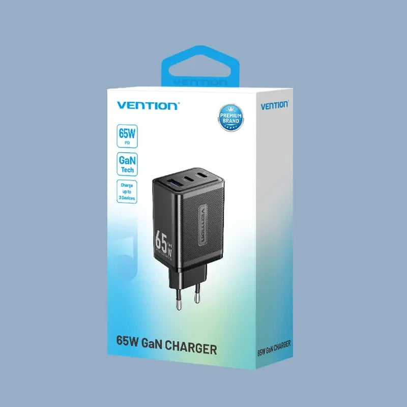 Vention 3-Port USB (C+C+A) GaN Charger (65W/65W/60W) EU-Plug - Vention