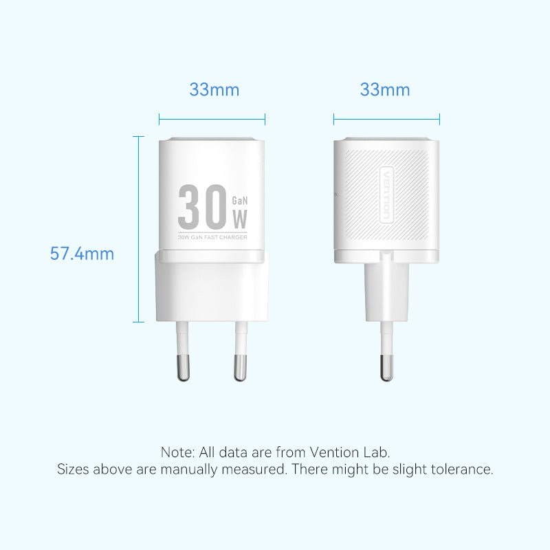 Vention 1-Port USB-C GaN Charger (30W) EU-Plug - Vention