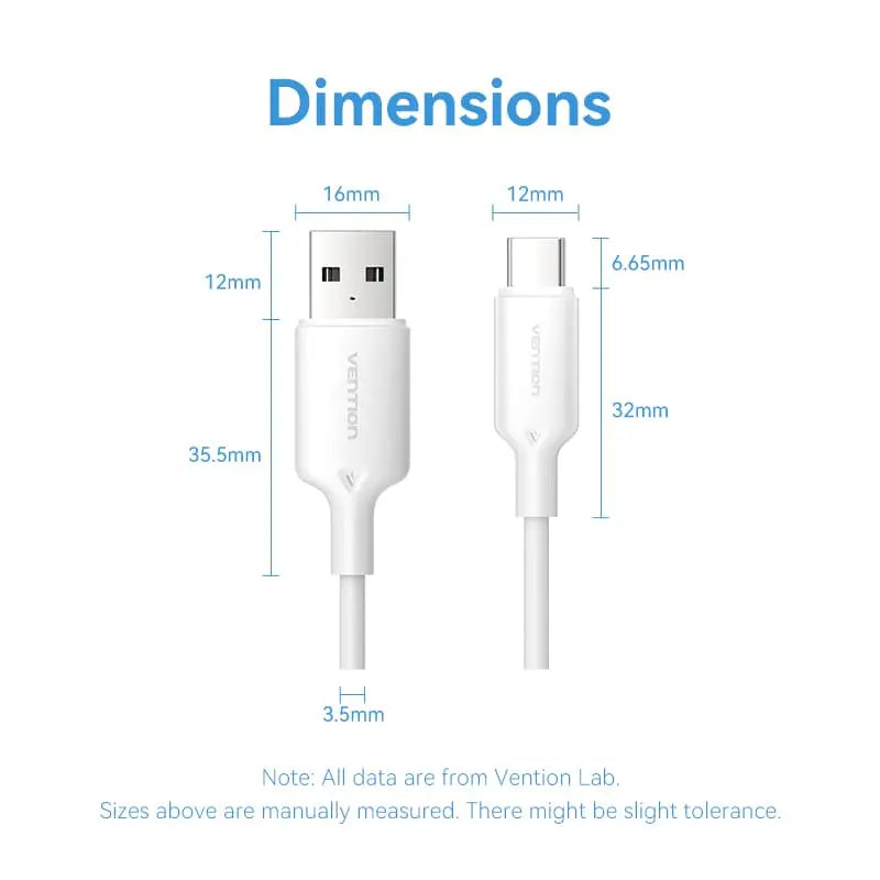 Vention USB 2.0 A Male to C Male 3A Cable PVC Type - Vention