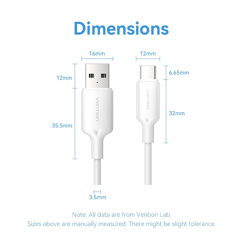 Vention USB 2.0 A Male to C Male 3A Cable PVC Type