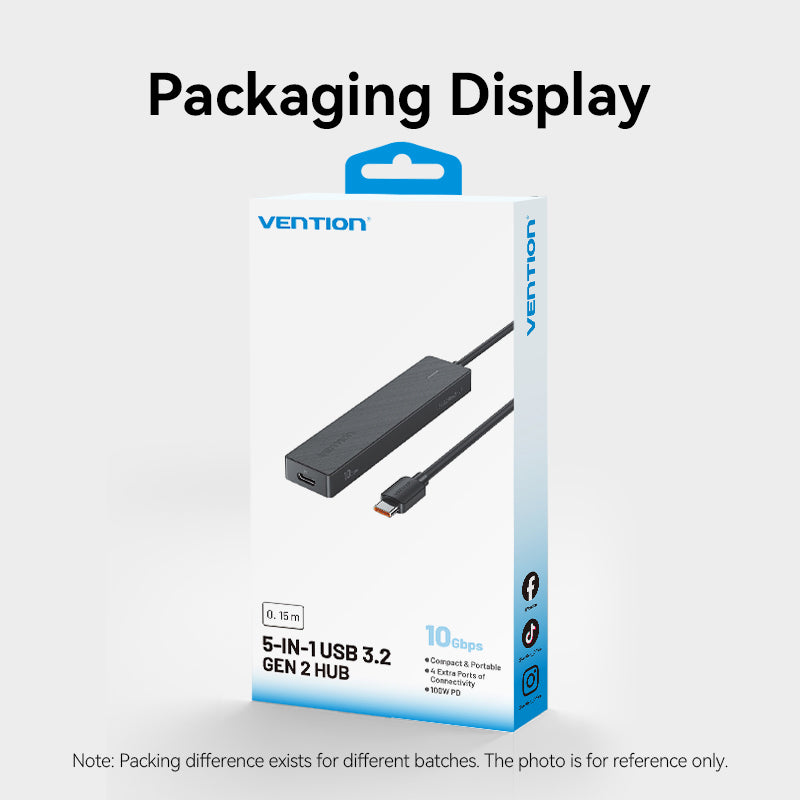 Vention USB-C - USB 3.2 Gen 2 Tip-A x 4/PD 10G Hub 0,15M Siyah