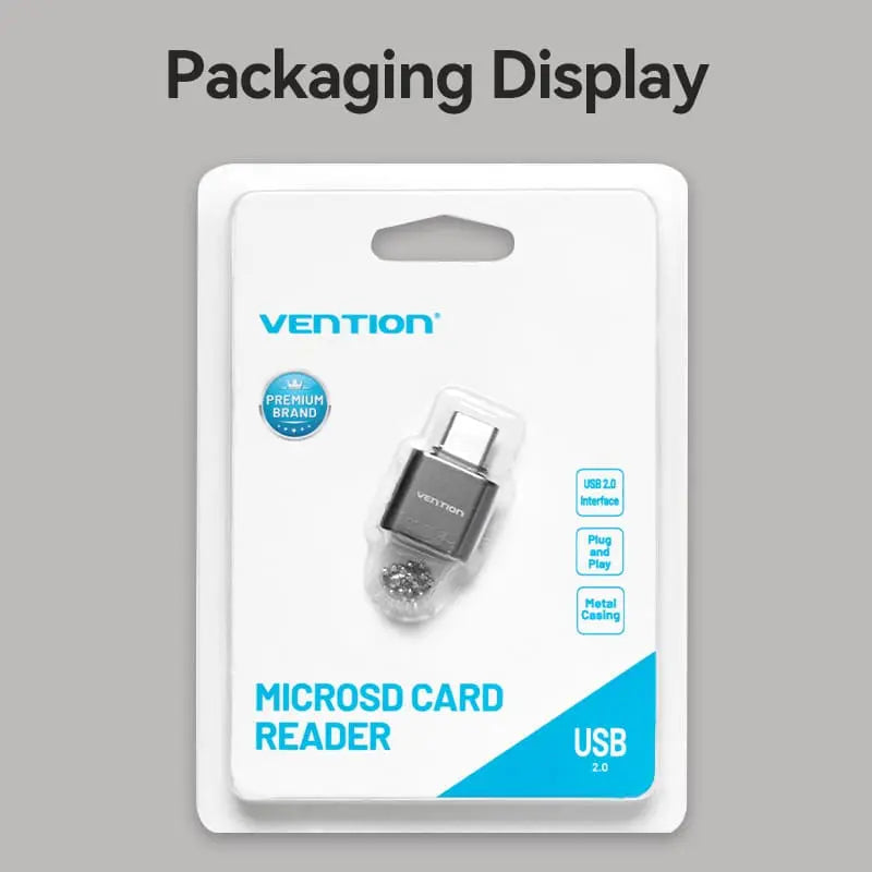 Vention USB 2.0 Type-C MicroSD Card Reader Gray Zinc Alloy Type - Vention