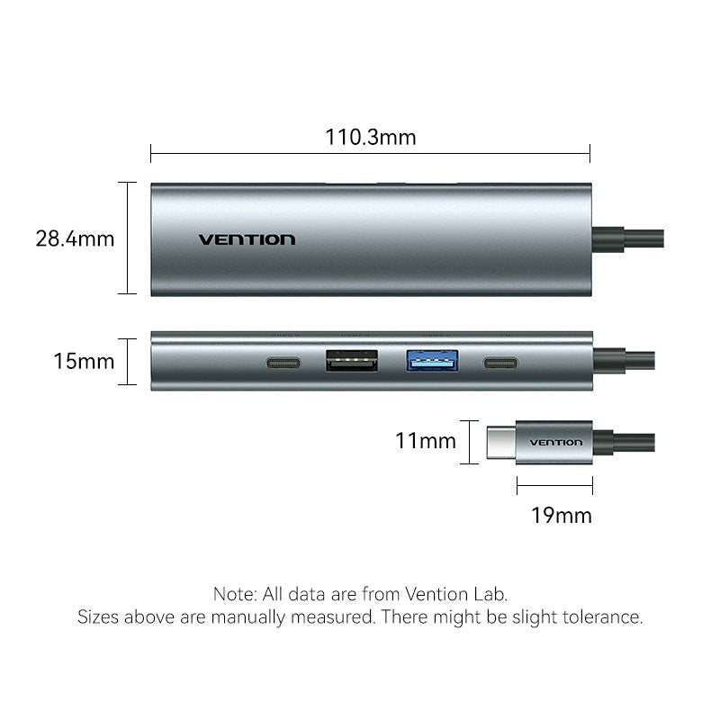 Vention USB-C to HDMI™ + USB 3.0 + USB 2.0 + USB 2.0 Type-C + PD Docking Station - Vention