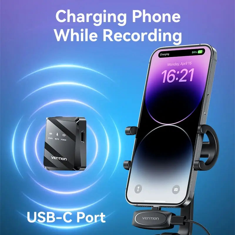 Vention USB-C 2-Pack Wireless Lavalier Microphone Black Type - Vention