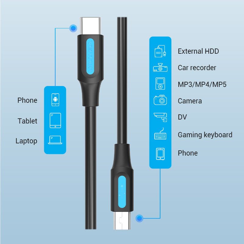 Vention USB 2.0 C Male to Mini-B Male 2A Cable - Vention