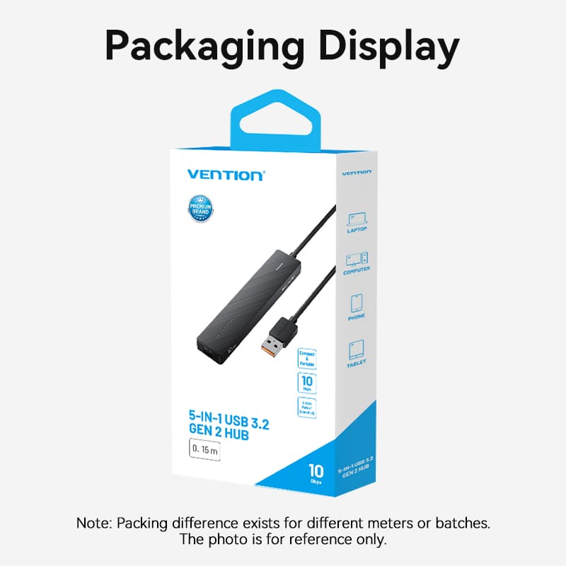 USB to USB 3.2 Gen 2 Type-C x 2/USB 3.2 Gen 2 Type-A x 2/USB-C 10G Hub 0.15M Black