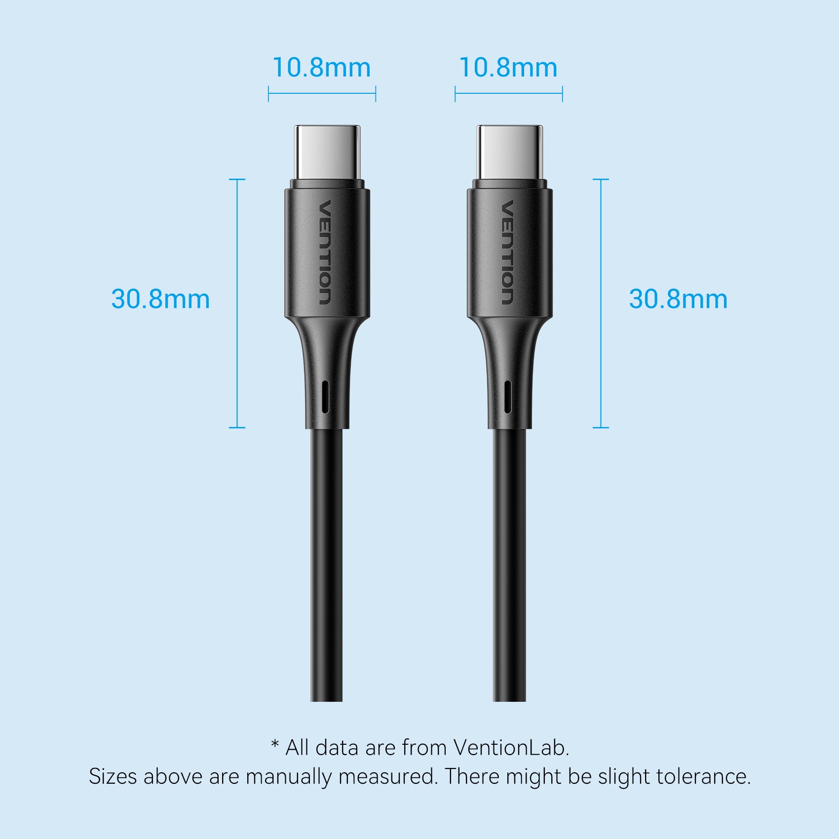 Vention USB 2.0 Tip-C Erkek - Tip-C Erkek 3A Kablo Siyah PVC Tipi