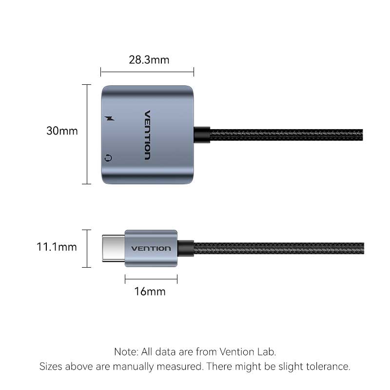 Vention USB-C Male to 3.5mm Female Audio Adapter with Fast Charging Port - Vention
