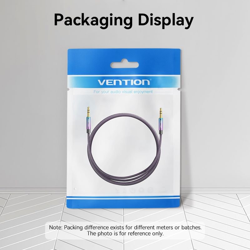 Vention Cotton Braided 3.5mm Male to Male Audio Cable 0.5/1/1.5/2/3/5M Purple Aluminum Alloy Type - Vention