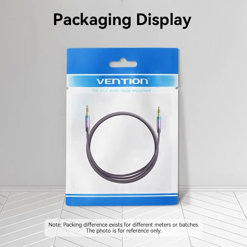 Vention Cotton Braided 3.5mm Male to Male Audio Cable 0.5/1/1.5/2/3/5M Purple Aluminum Alloy Type - Vention