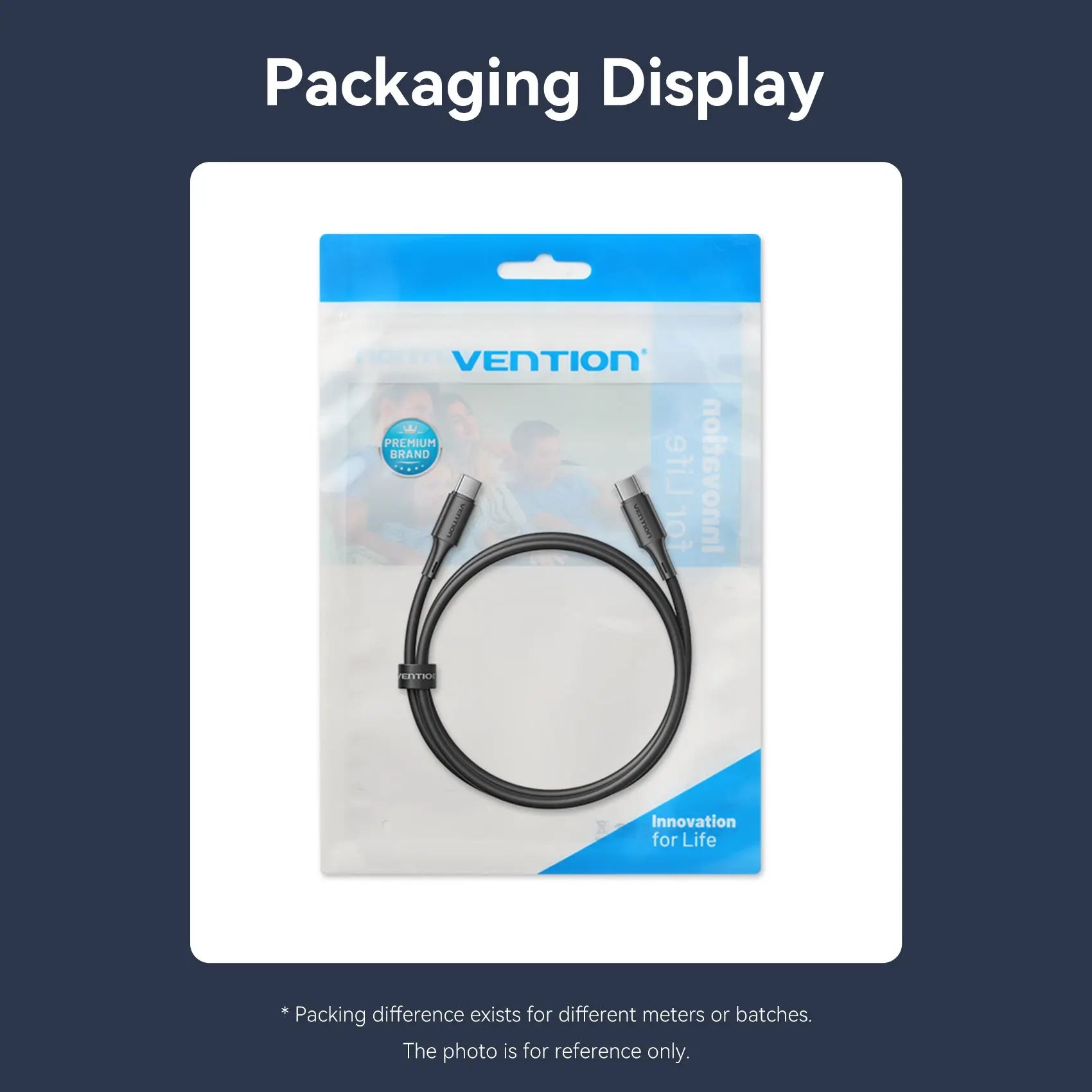 Vention USB 2.0 Type-C Male to Type-C Male 3A Cable Black PVC Type - Vention