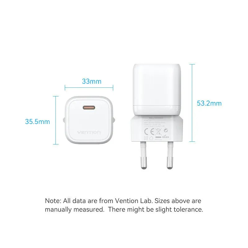 Vention 1-Port USB-C GaN Charger 30W EU-Plug - Vention