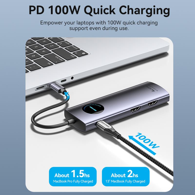 USB-C to HDMI x 2/USB 3.0 x 2/USB 2.0/RJ45/SD/TF/PD MST Docking Station