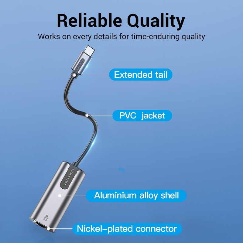 USB-C to Gigabit Ethernet Adapter 0.15M Gray Aluminum Alloy Type