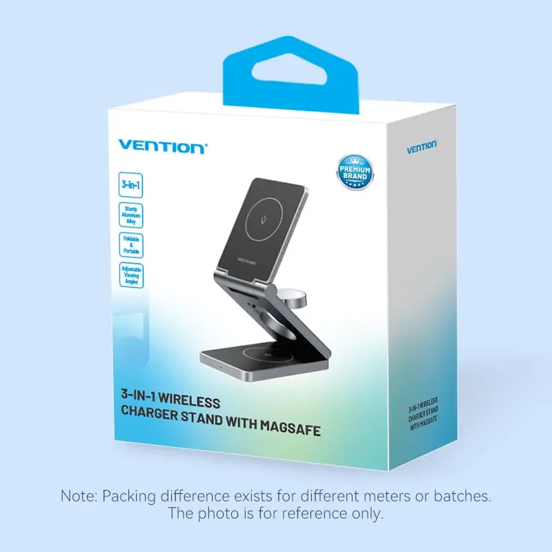 Vention 3‑in‑1 15W Wireless Charger Stand with MagSafe Gray - Vention