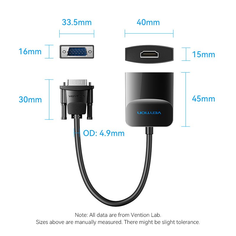 Vention VGA to HDMI™ Converter with Female Micro USB and Audio Port - Vention