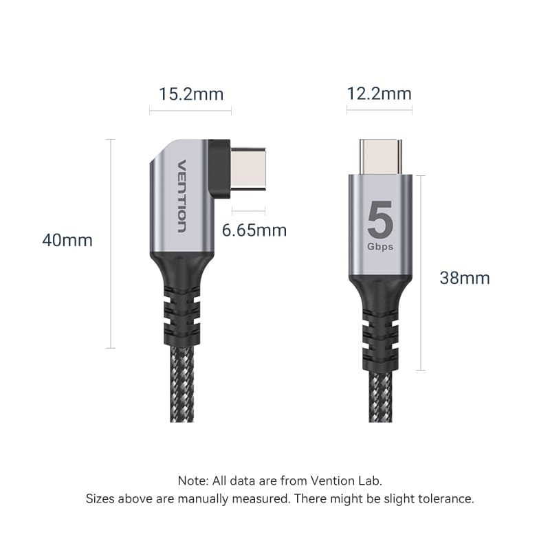 USB 3.0 C Male to C Male Right Angle VR Cable