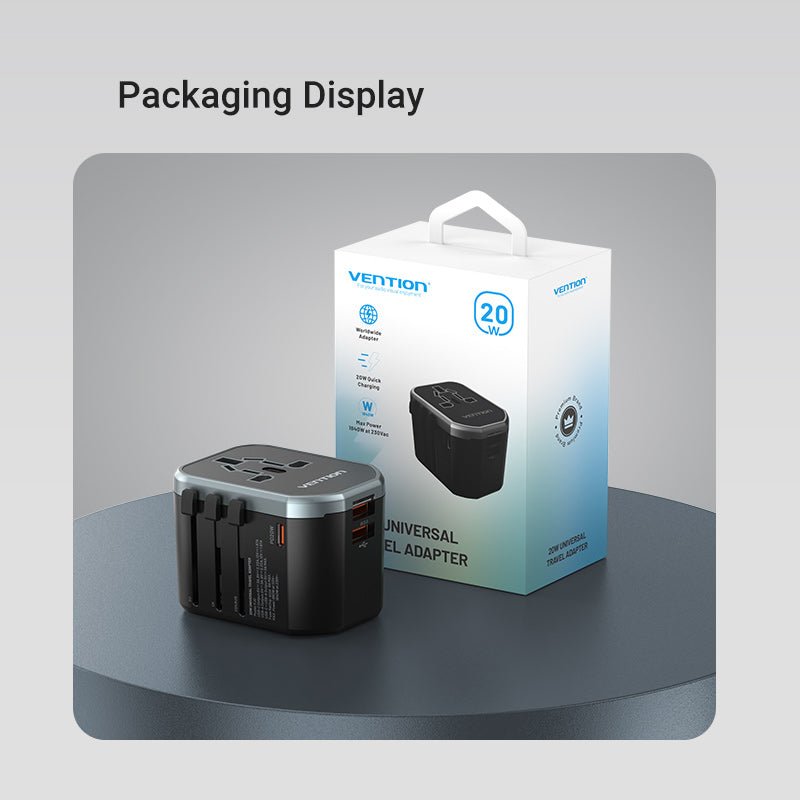 Vention 3-Port USB (C+C+A) Universal Travel Adapter (20W/18W/18W) - Vention