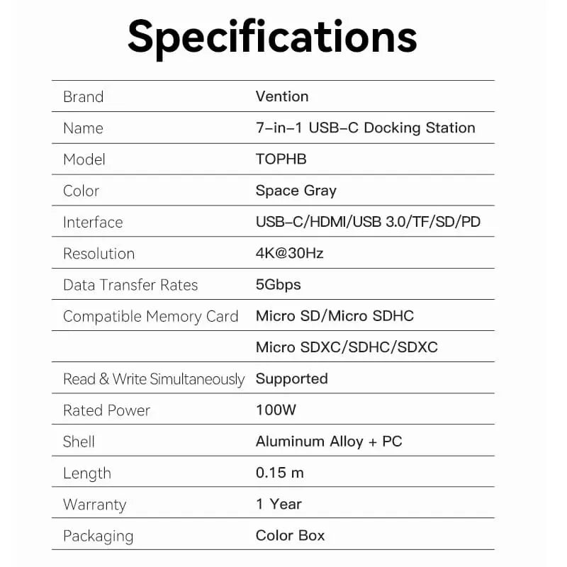 Vention 7-in-1 USB-C Docking Station - Vention