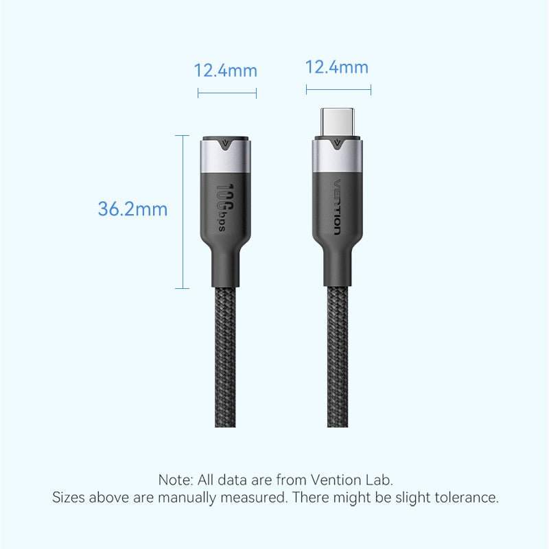 Vention USB 3.2 Gen2 C Male to C Female 10Gbps Extension Cable Aluminum Alloy Type - Vention