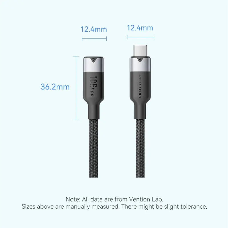 Vention USB 3.2 Gen2 C Male to C Female 10Gbps Extension Cable Aluminum Alloy Type - Vention