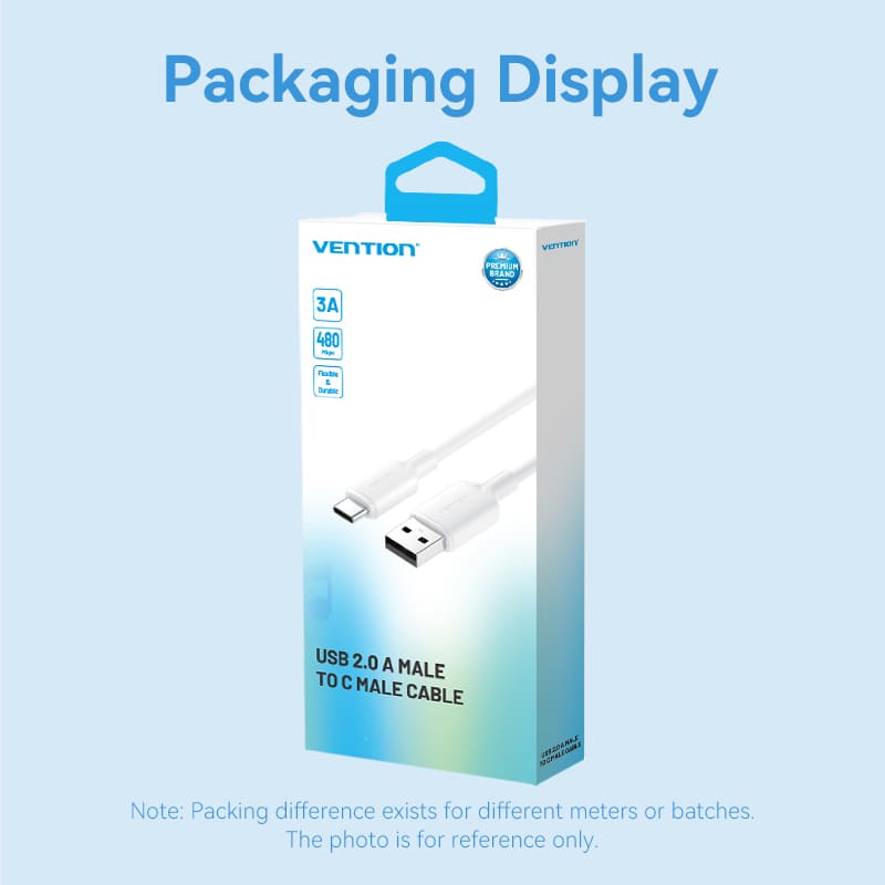 Vention USB 2.0 A Male to C Male 3A Cable PVC Type