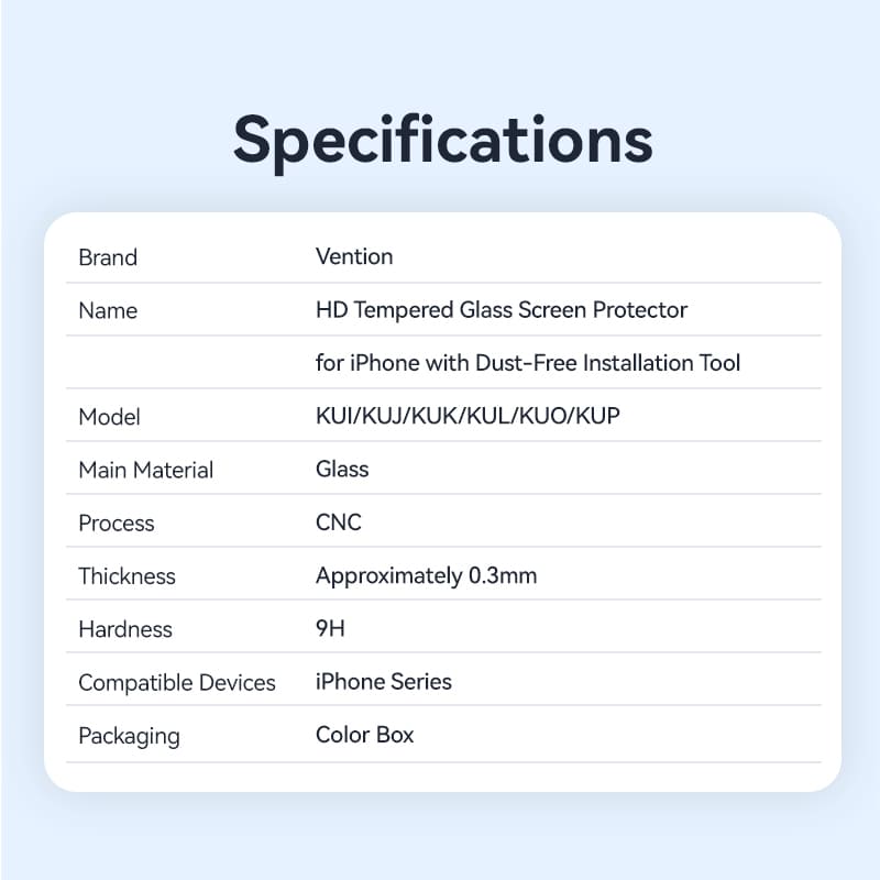 <tc>Vention</tc> 适用于 iPhone 15 的高清钢化玻璃屏幕保护膜,带无尘安装工具