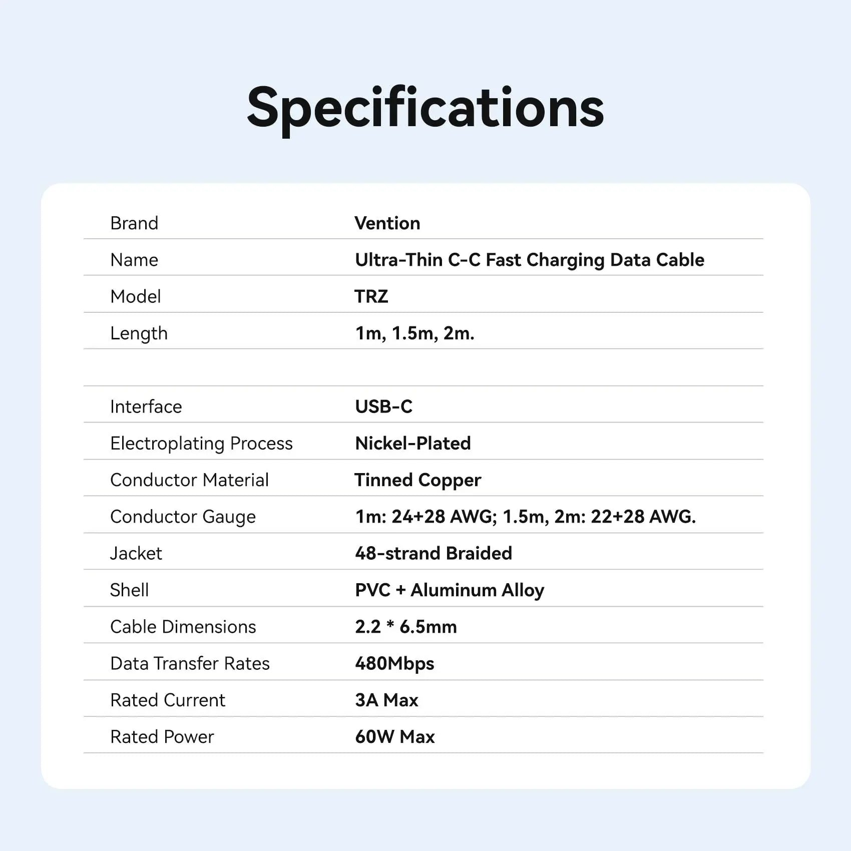 Vention USB 2.0 Type-C Cable - Vention