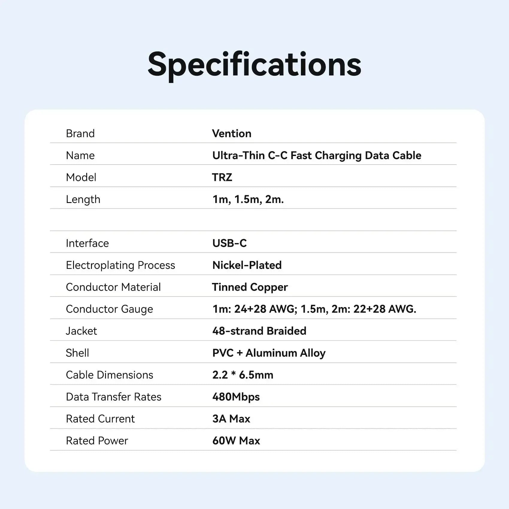 Vention USB 2.0 Type-C Cable - Vention