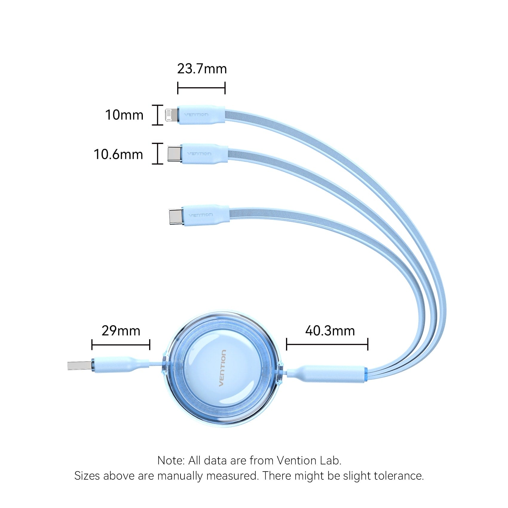 <tc>Vention</tc> Kabel Pengisi Daya USB 2.0 3-in-1 yang Dapat Ditarik