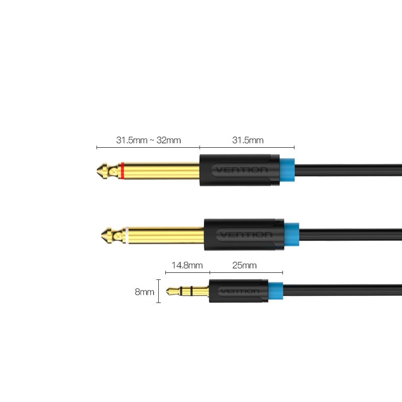 3,5 mm TRS Erkek - Çift 6,35 mm Erkek Ses Kablosu