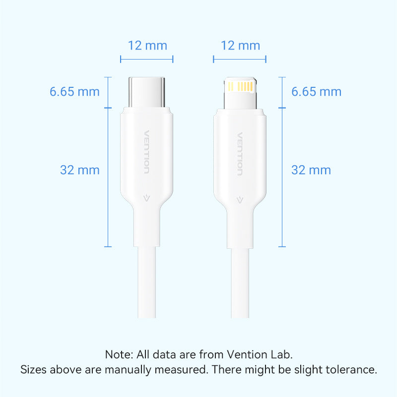 USB 2.0 Type-C Male to Lightning Male 3A Cable