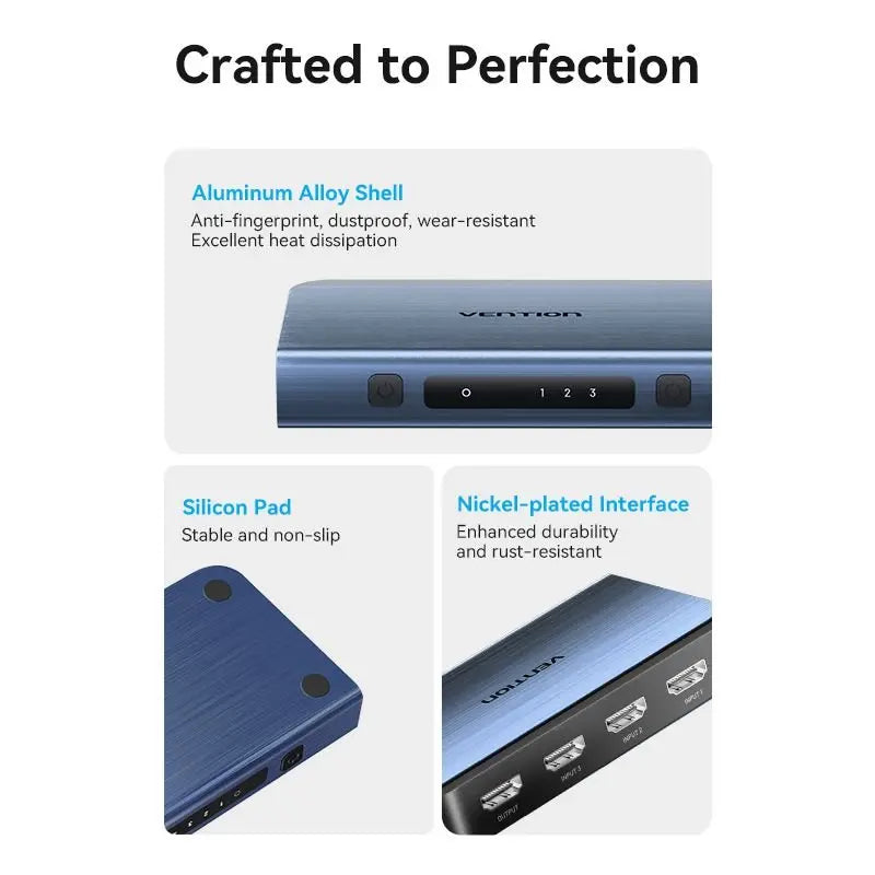 Vention 3 In 1 Out HDMI™ Switcher Blue Aluminum Alloy Type - Vention