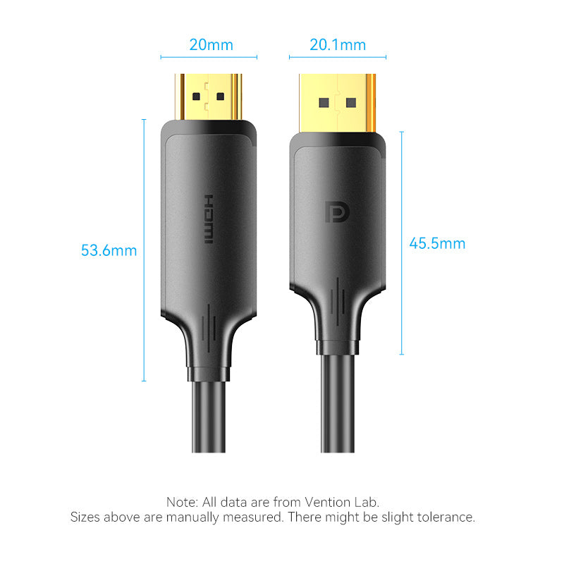 DisplayPort Male to HDMI-A Male 4K HD Cable 1/1.8/3/5M Black