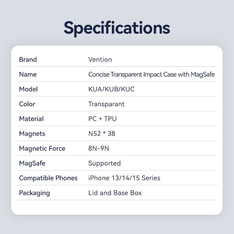 Vention Concise Impact Case for iPhone 13 with MagSafe Transparent - Vention