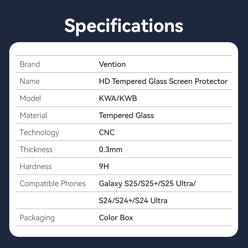 <tc>Vention</tc> Pelindung Layar Kaca Tempered HD untuk Samsung Galaxy S25 6.2" dengan Alat Pemasangan Bebas Debu