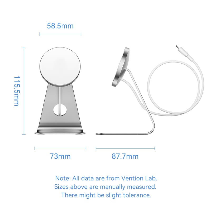 <tc>Vention</tc> 15W magnetischer kabelloser Ladeständer mit MagSafe 1M Silber