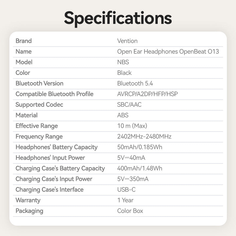 <tc>Vention</tc> Kabellose Bluetooth-Open-Ear-Kopfhörer OpenBeat