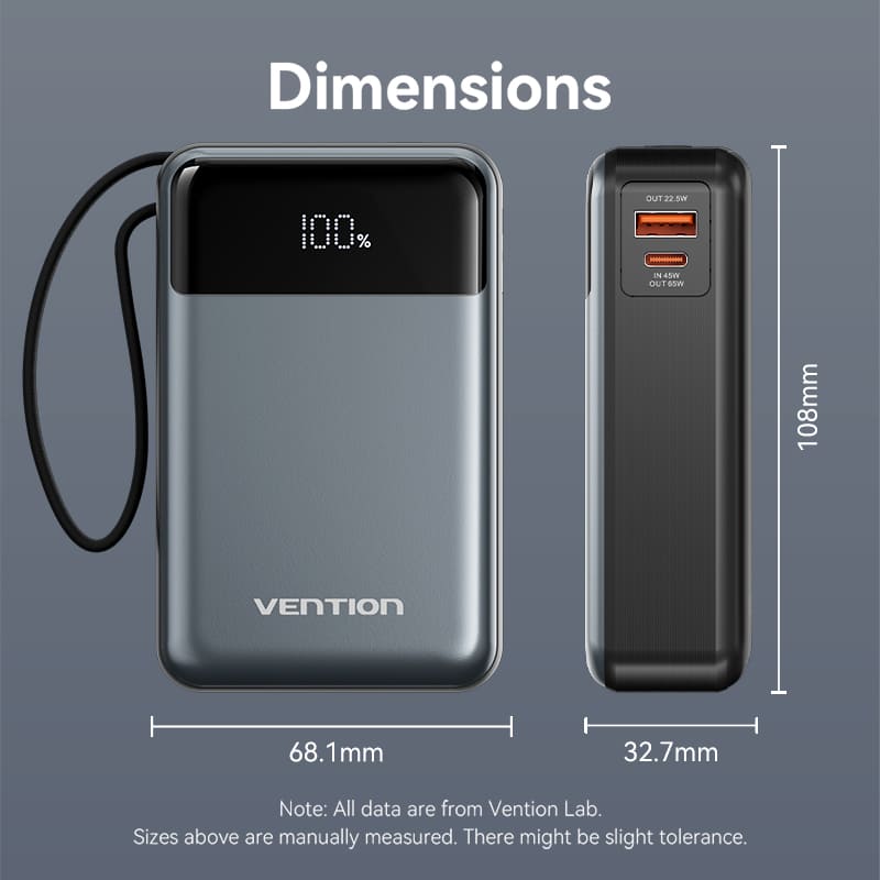 <tc>Vention</tc> Batería externa de 20000 mAh y 65 W