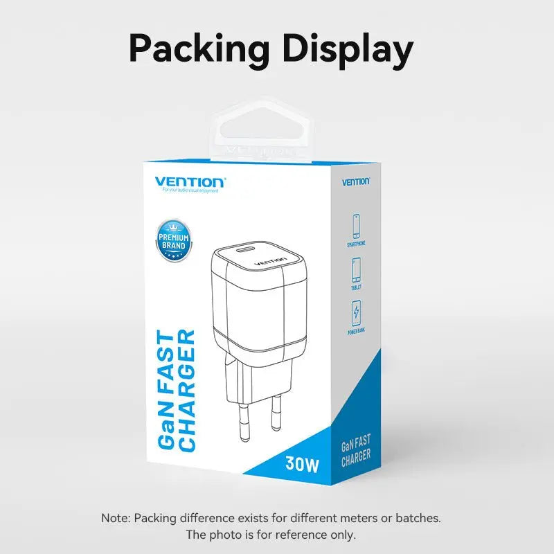 Vention 1-Port USB-C GaN Charger 30W EU-Plug - Vention