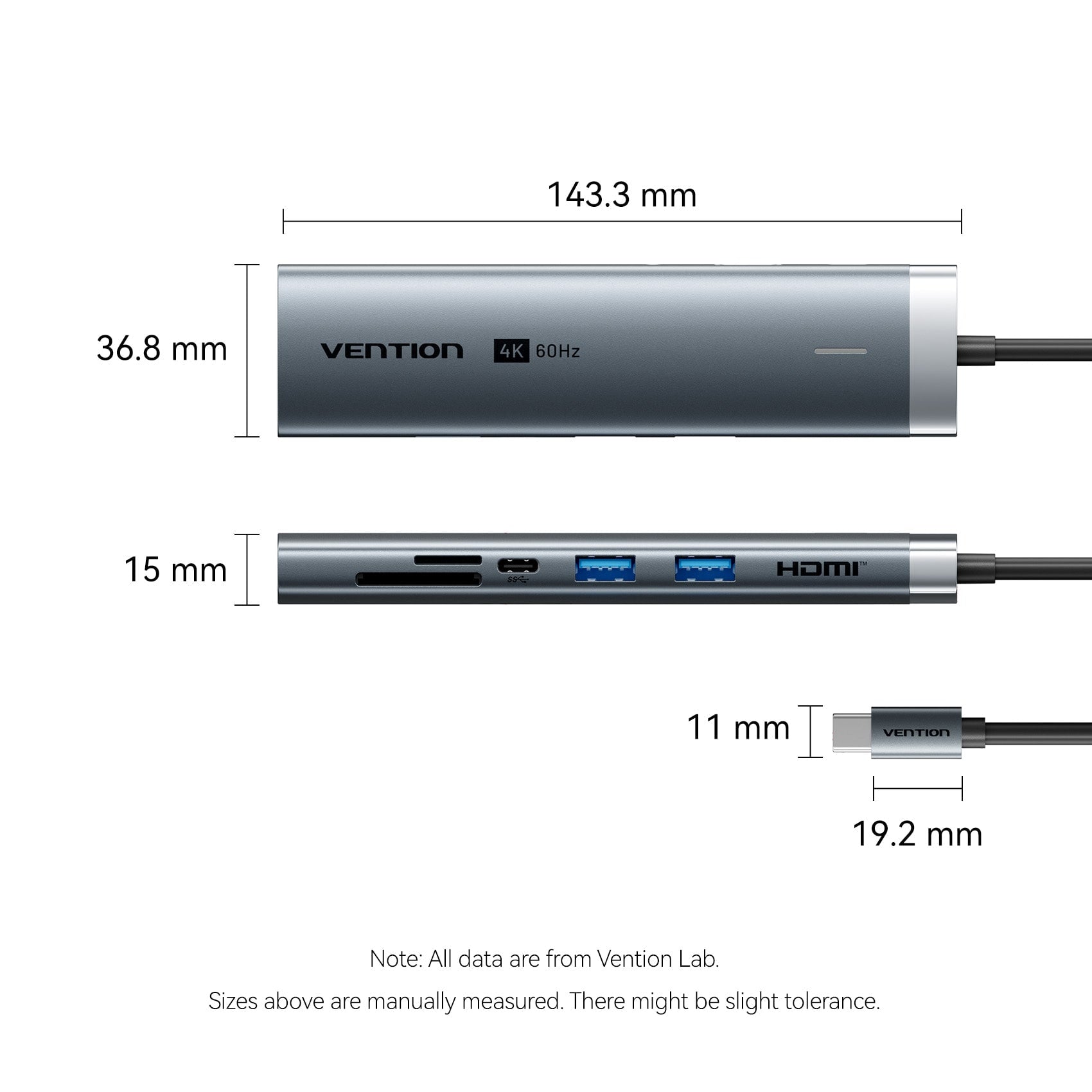 Vention 7'si 1 arada USB-C Bağlantı İstasyonu