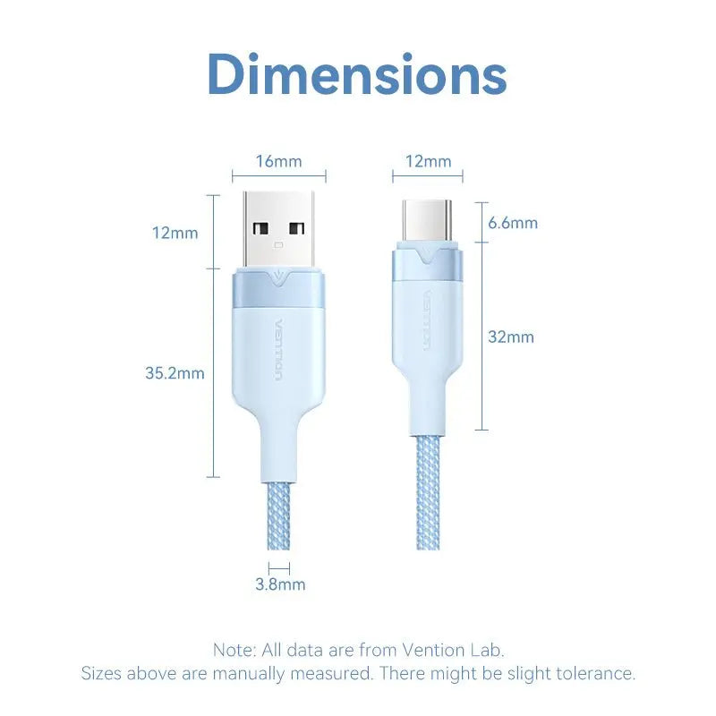 Vention USB 2.0 A Male to C Male 3A Cable Aluminum Alloy Type - Vention