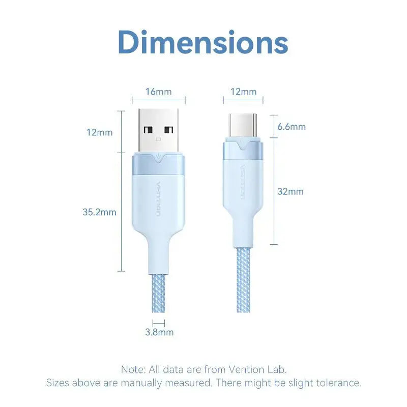 Vention USB 2.0 A Male to C Male 3A Cable Aluminum Alloy Type - Vention