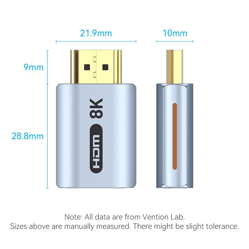 Vention HDMI™ Male to Female 8K Adapter Gray Aluminum Alloy Type