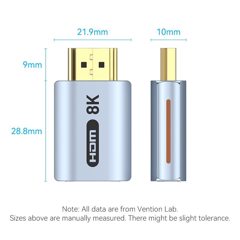 Vention HDMI™ Male to Female 8K Adapter Gray Aluminum Alloy Type - Vention