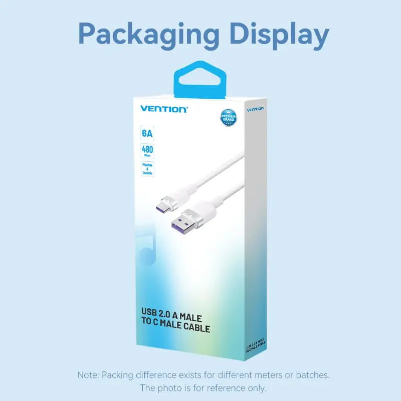 Vention USB 2.0 A Male to C Male 6A Cable Aluminum Alloy Type - Vention