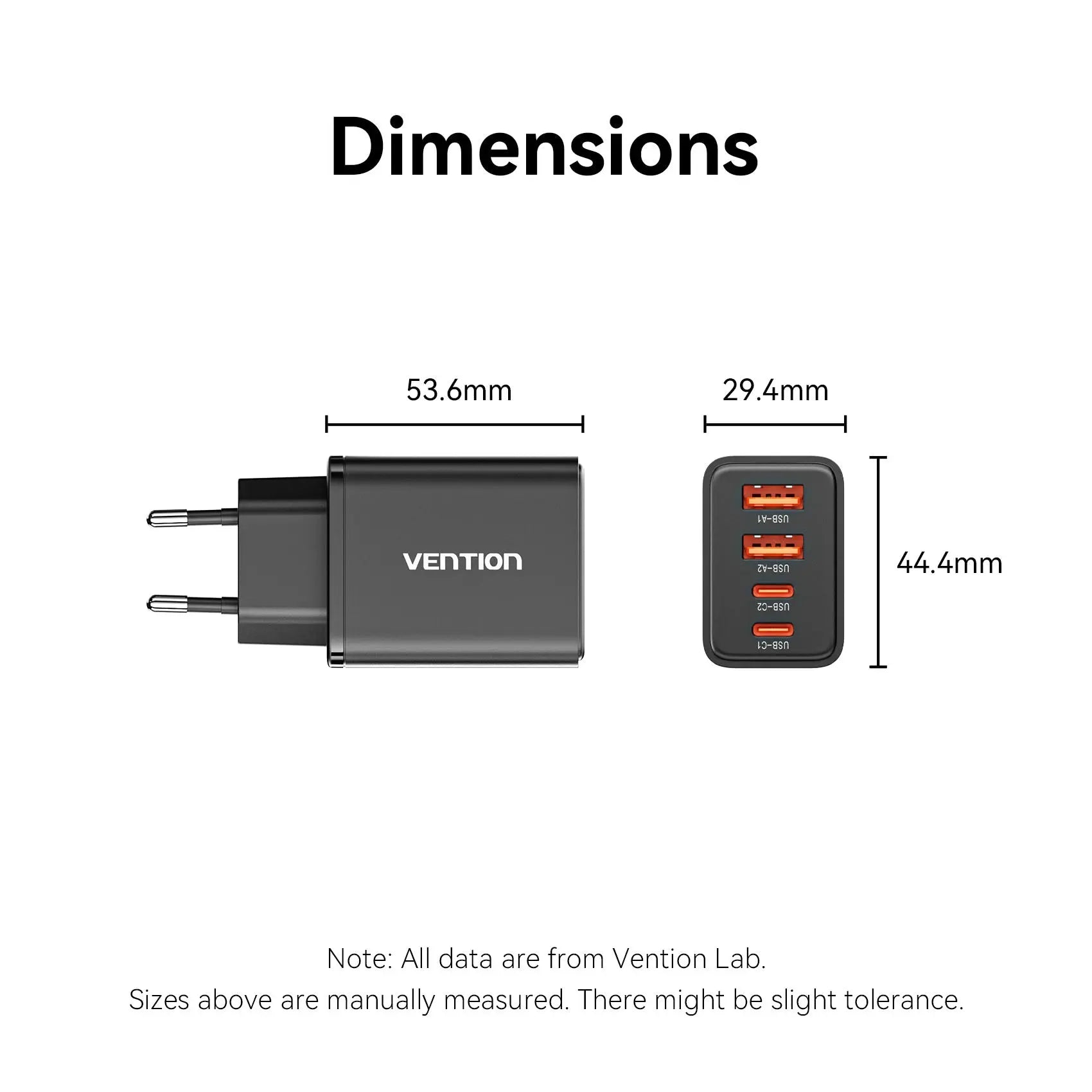 Vention 4-Port USB (C + C + A + A) GaN Charger (30W/20W/18W/18W) EU-Plug - Vention