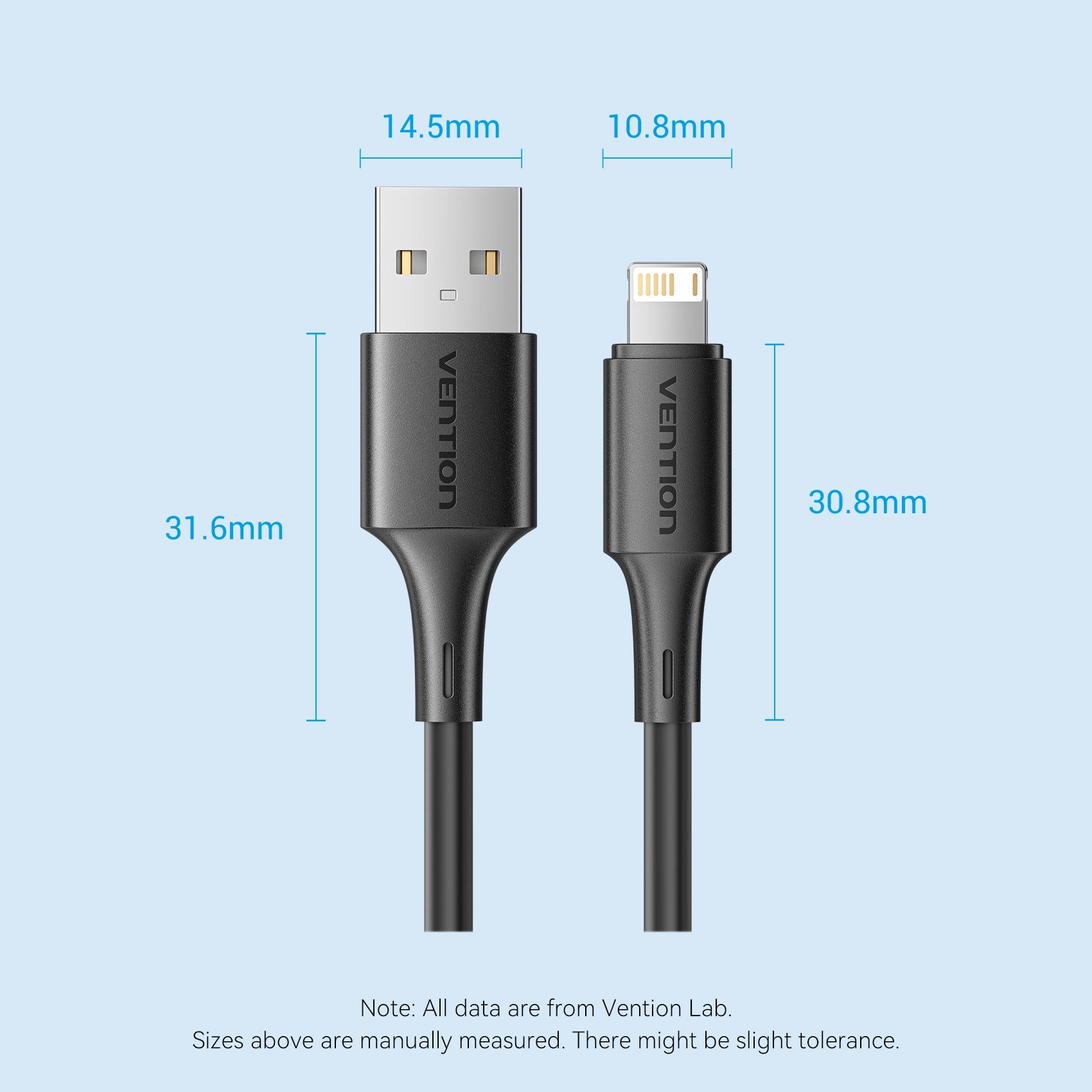 <tc>Vention</tc> Cable USB 2.0 tipo A macho a Lightning macho 2.4A 0.25M PVC negro tipo