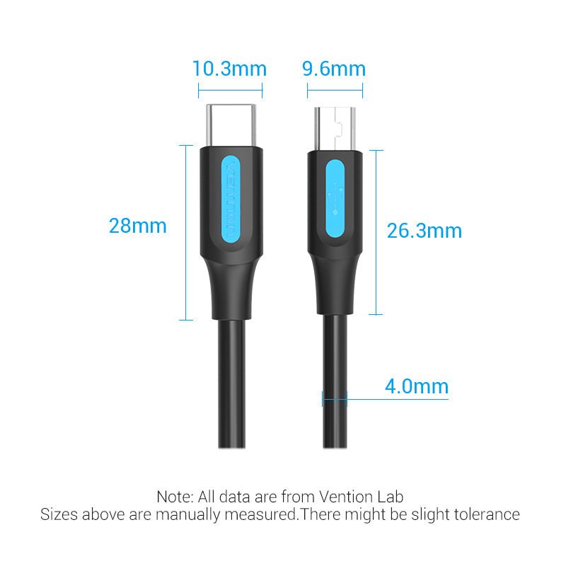 Vention USB 2.0 C Male to Mini-B Male 2A Cable - Vention